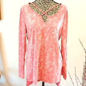 Umgee Ladies Long Sleeve Tunic Top Size:L Color:Pink